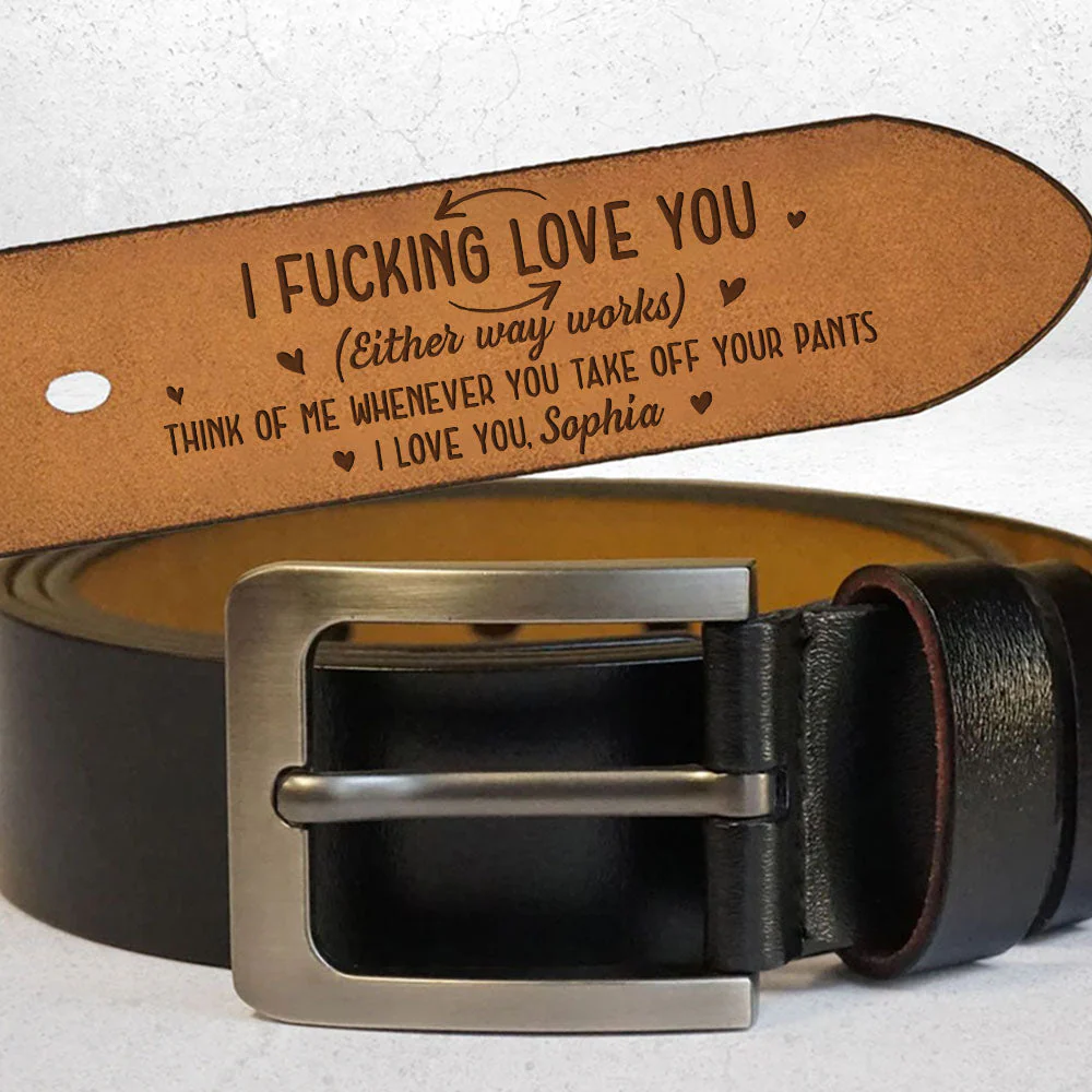 I Love You - Personalized Engraved Leather Belt
