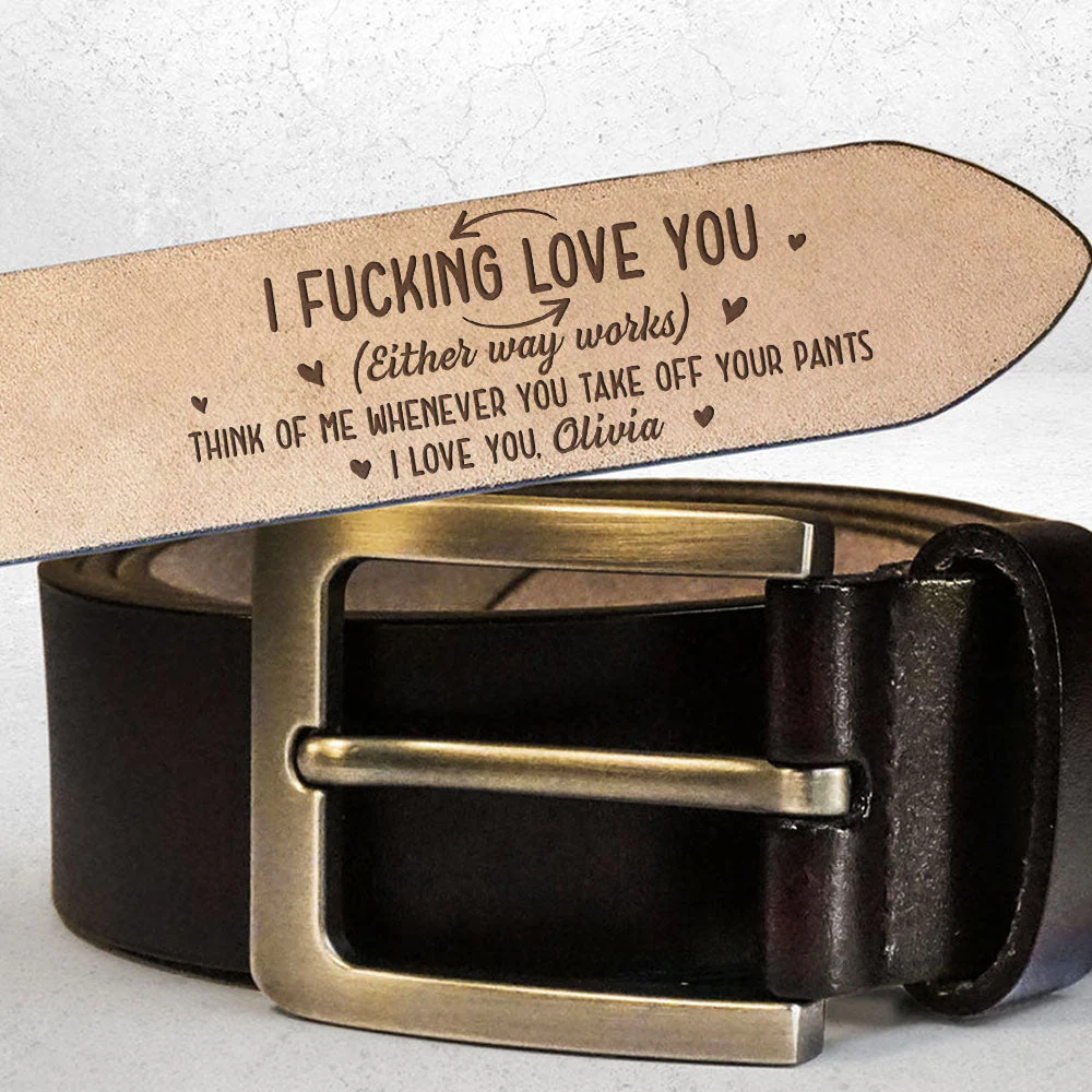 I Love You - Personalized Engraved Leather Belt - Image 2