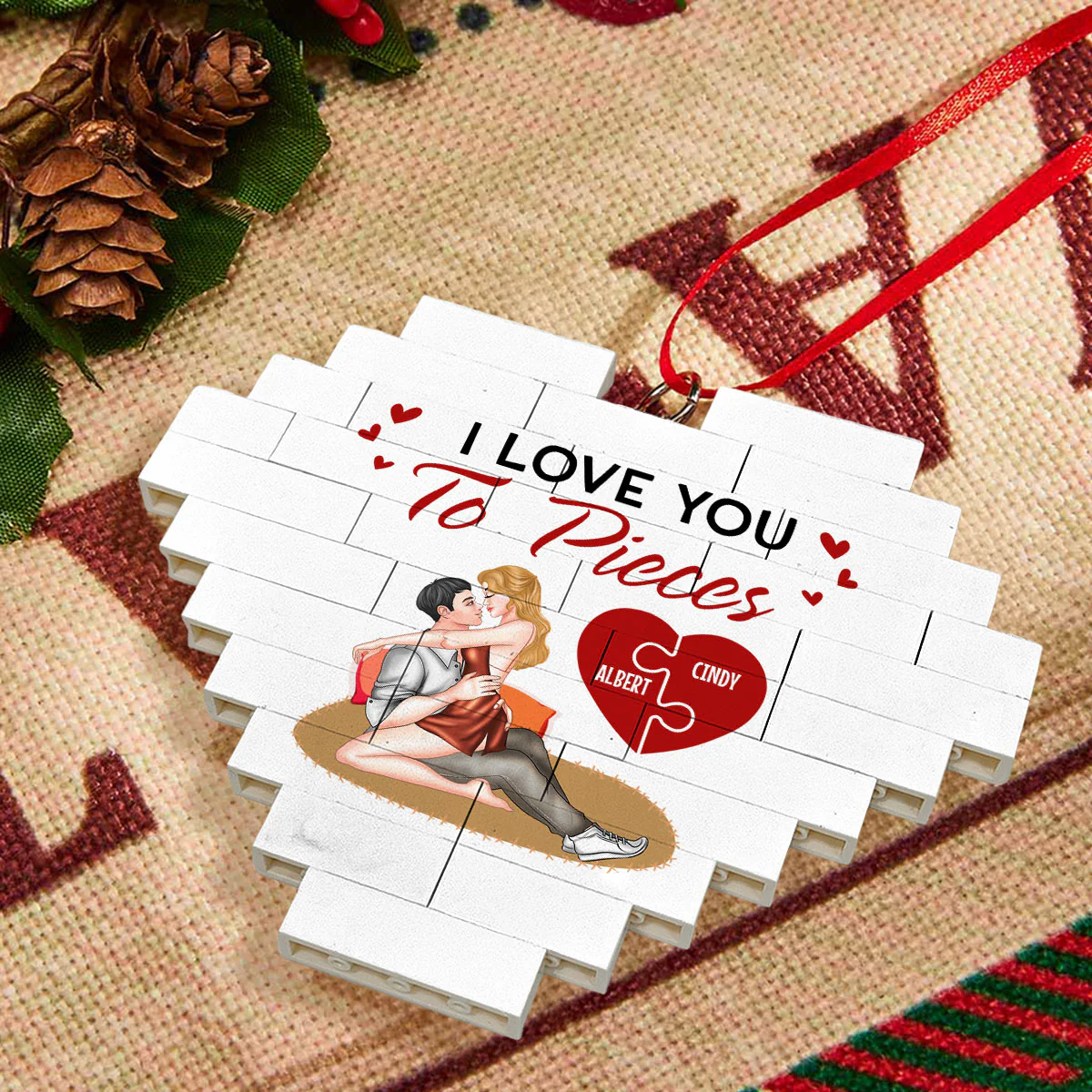 I Love You To Pieces - Personalized Custom Heart Puzzle Ornament - Image 3