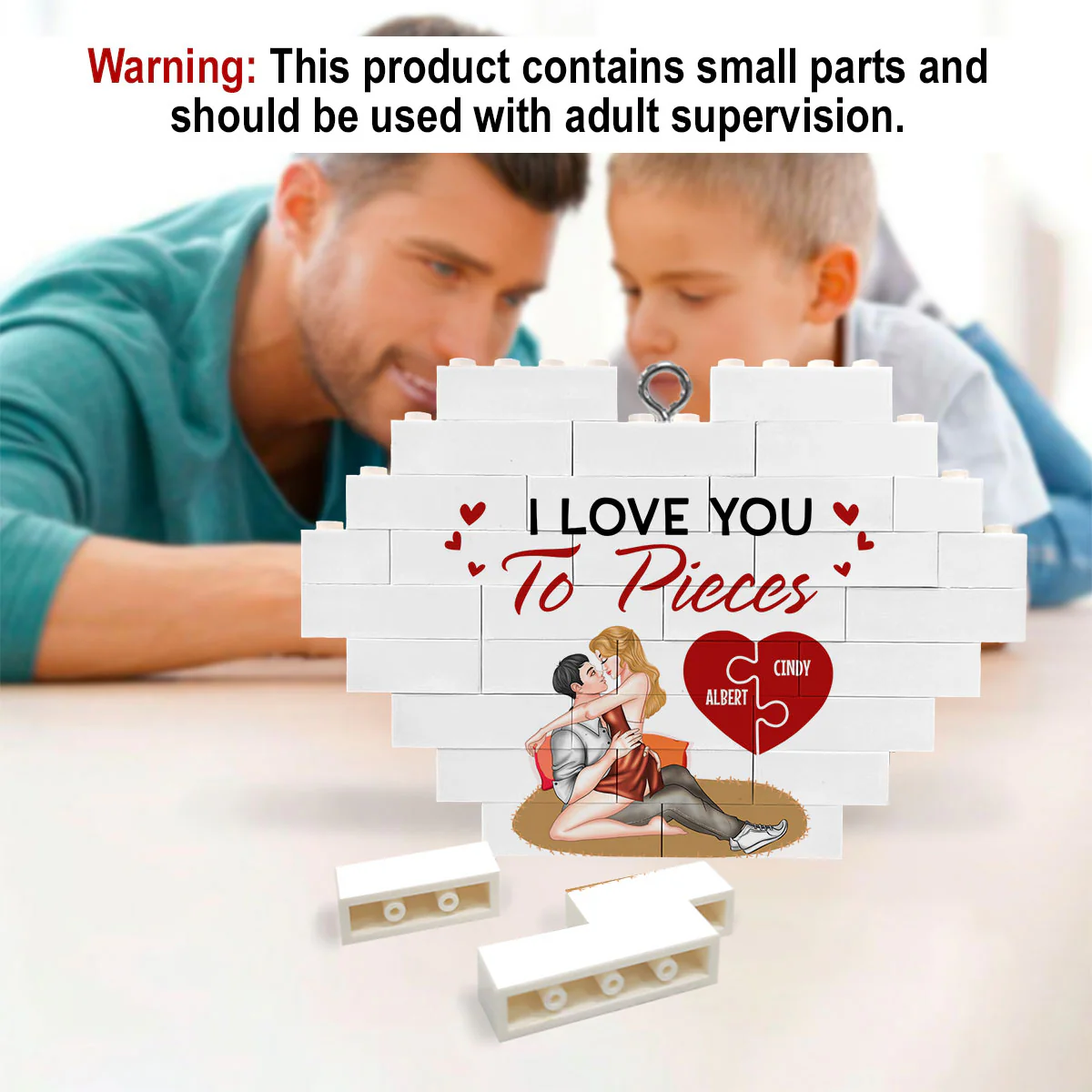I Love You To Pieces - Personalized Custom Heart Puzzle Ornament - Image 5