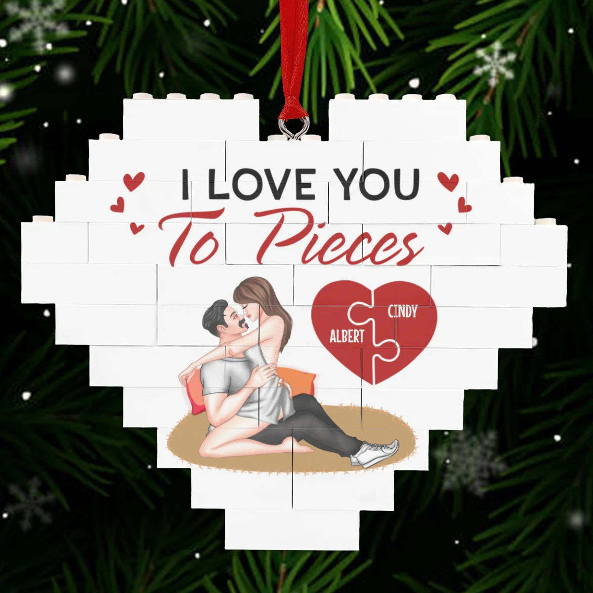 I Love You To Pieces - Personalized Custom Heart Puzzle Ornament - Image 7