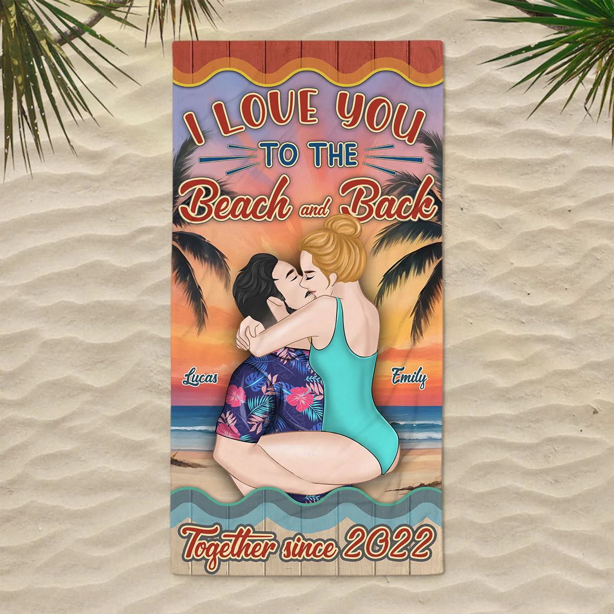 I Love You To The Beach And Back - Personalized Custom Beach Towel - Image 2
