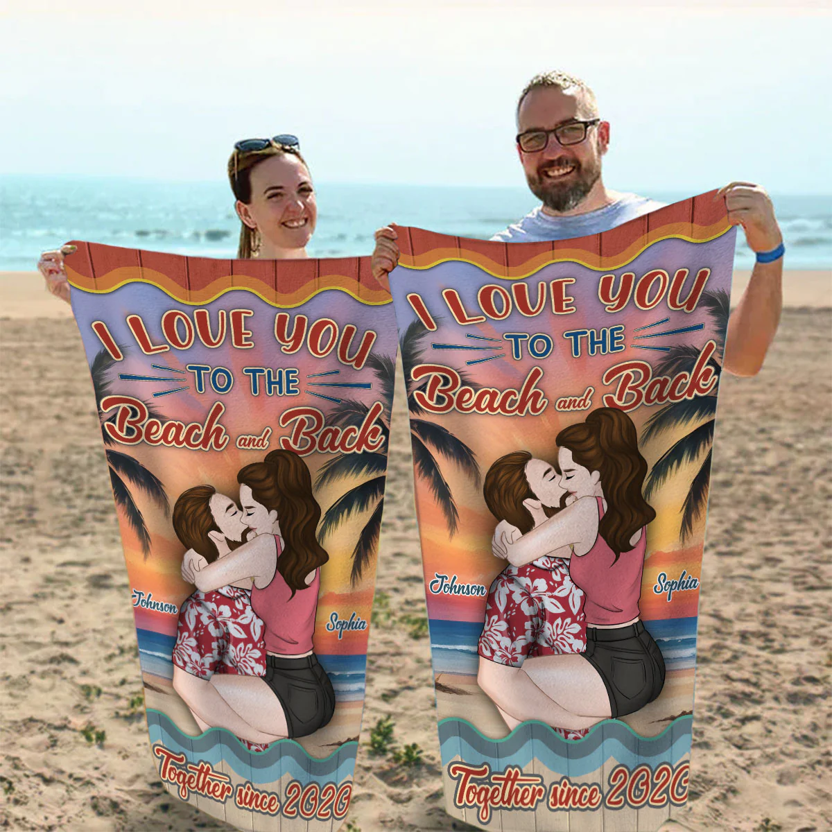 I Love You To The Beach And Back - Personalized Custom Beach Towel - Image 3