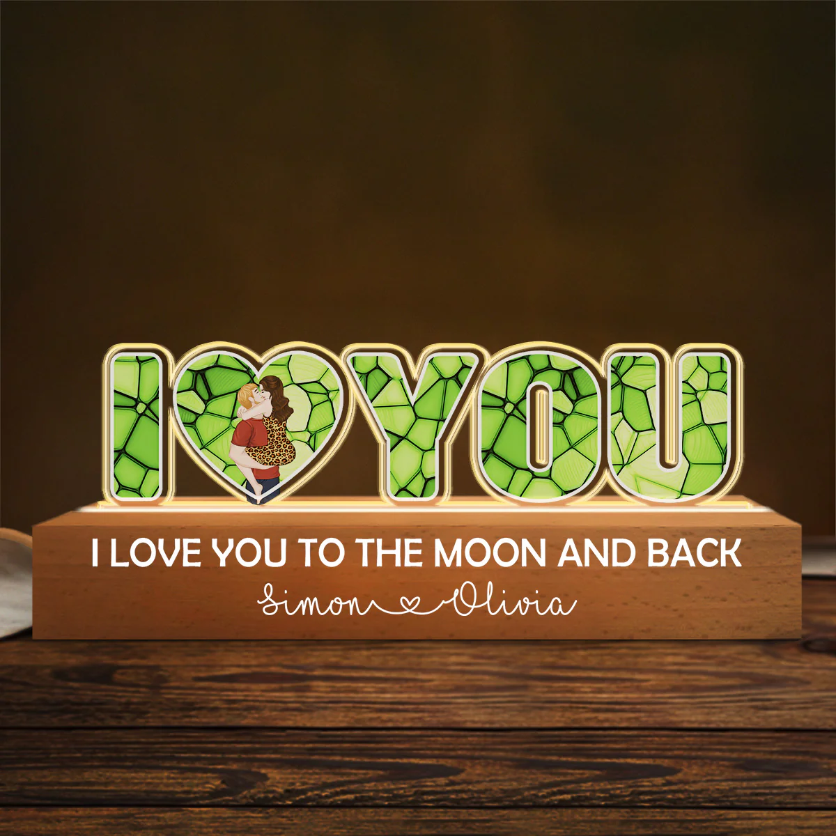 I Love You To The Moon And Back - Personalized Custom Acrylic 3D LED Night Light - Image 3