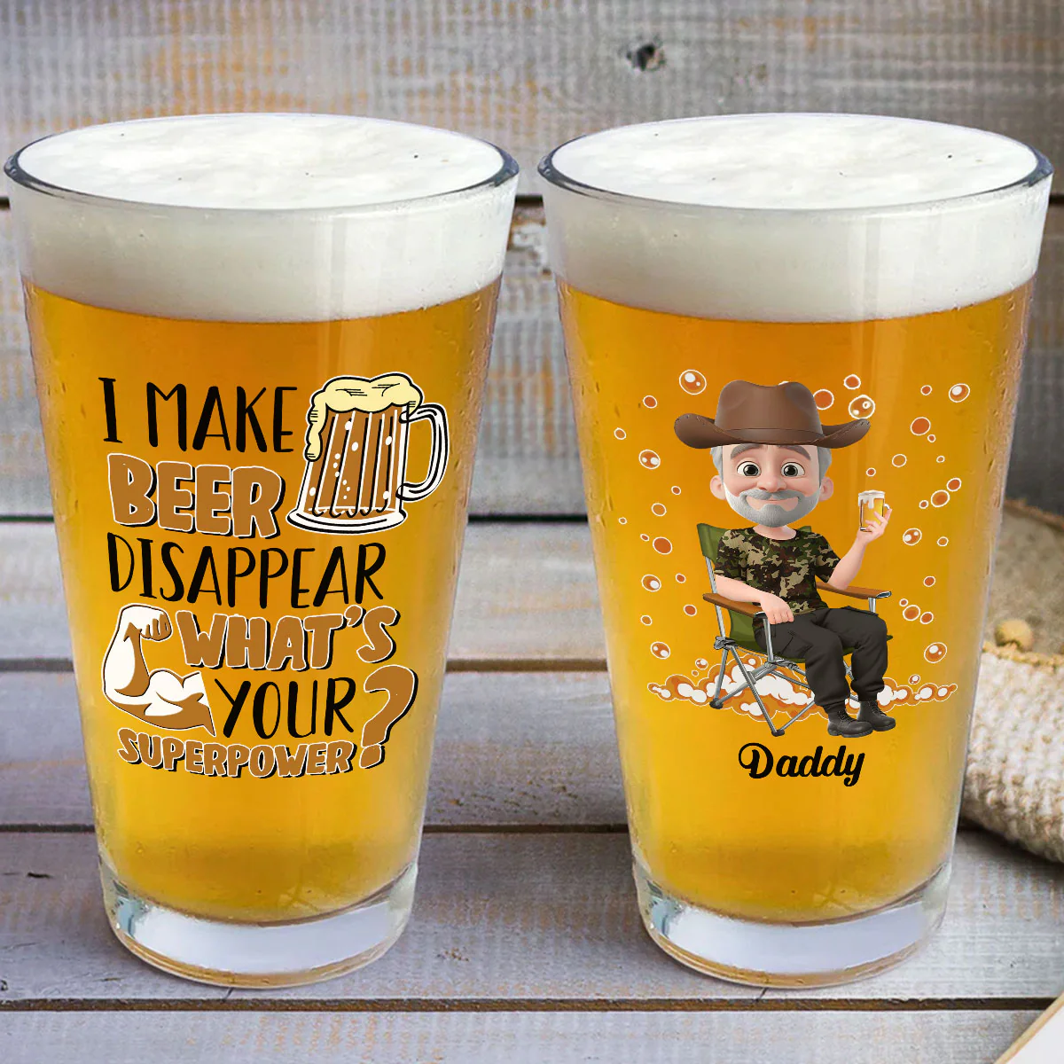 I Make Beer Disappear - Personalized Custom Beer Glass - Image 4
