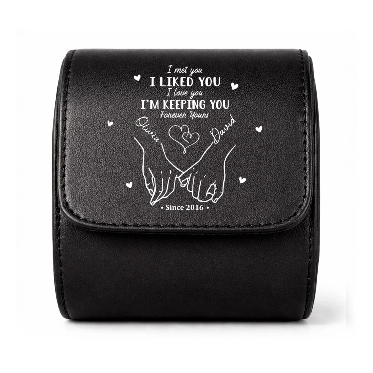 I Met You I Liked You - Personalized Custom Leather Watch Case - Image 8
