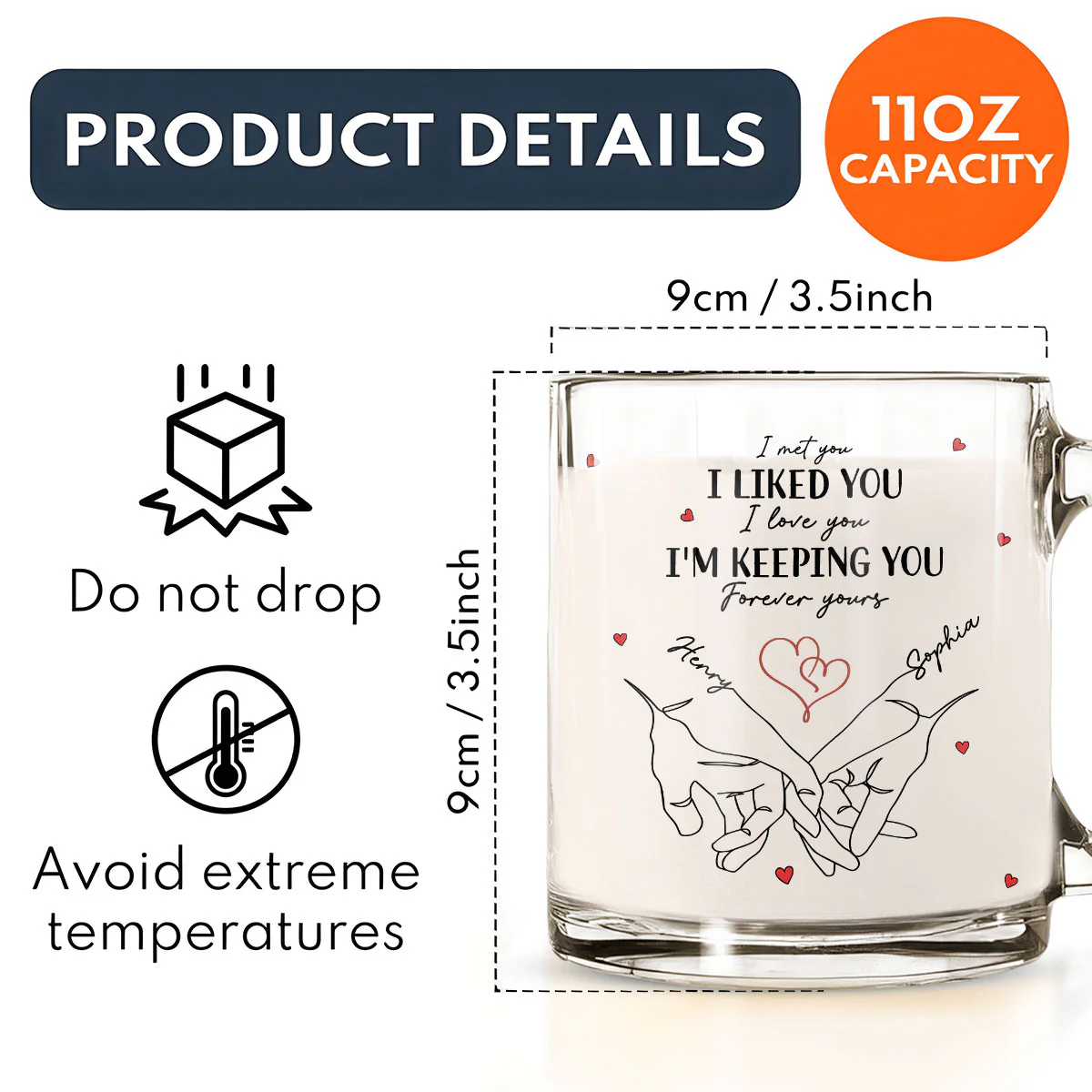 I Met You I Loved You - Personalized Custom Glass Mug - Image 6