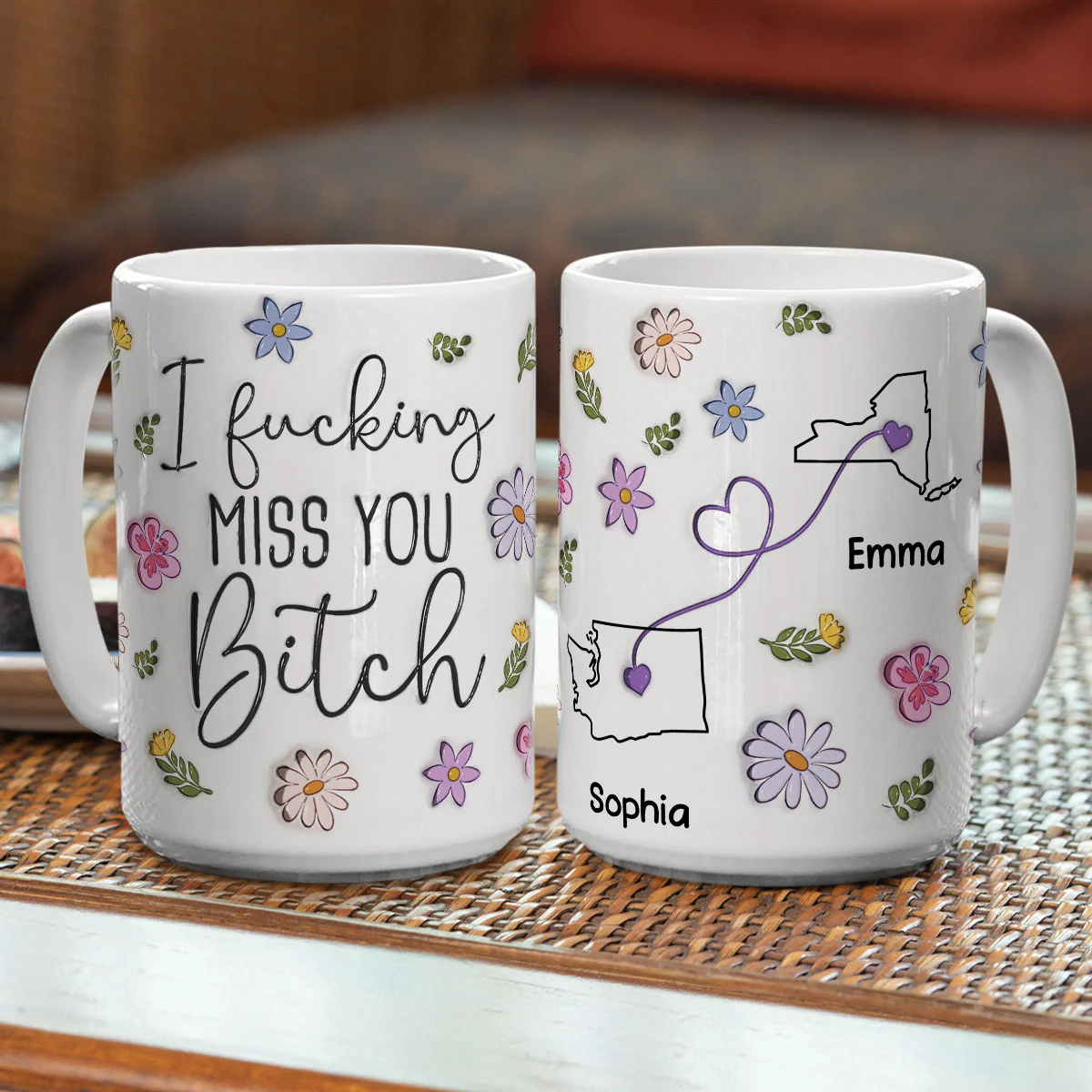 I Miss You Bestie - Personalized Custom 3D Inflated Effect Mug - Image 5