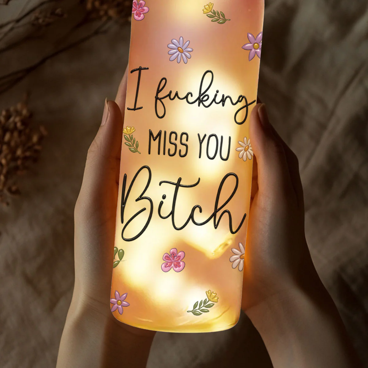 I Miss You Bitch - Personalized Custom Bottle Lamp - Image 3