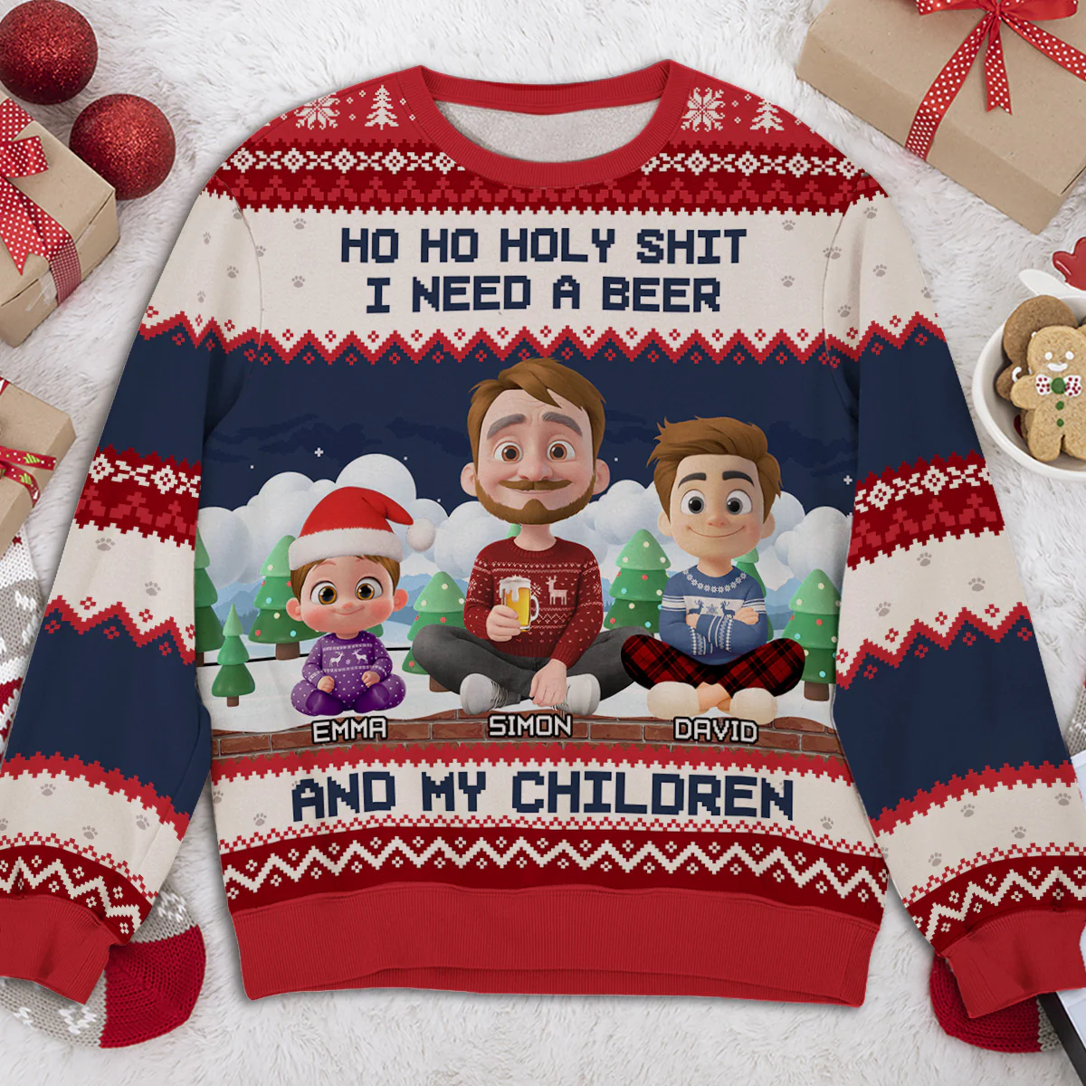 I Need A Beer And My Children - Personalized Custom All-Over-Print Sweatshirt - Image 2