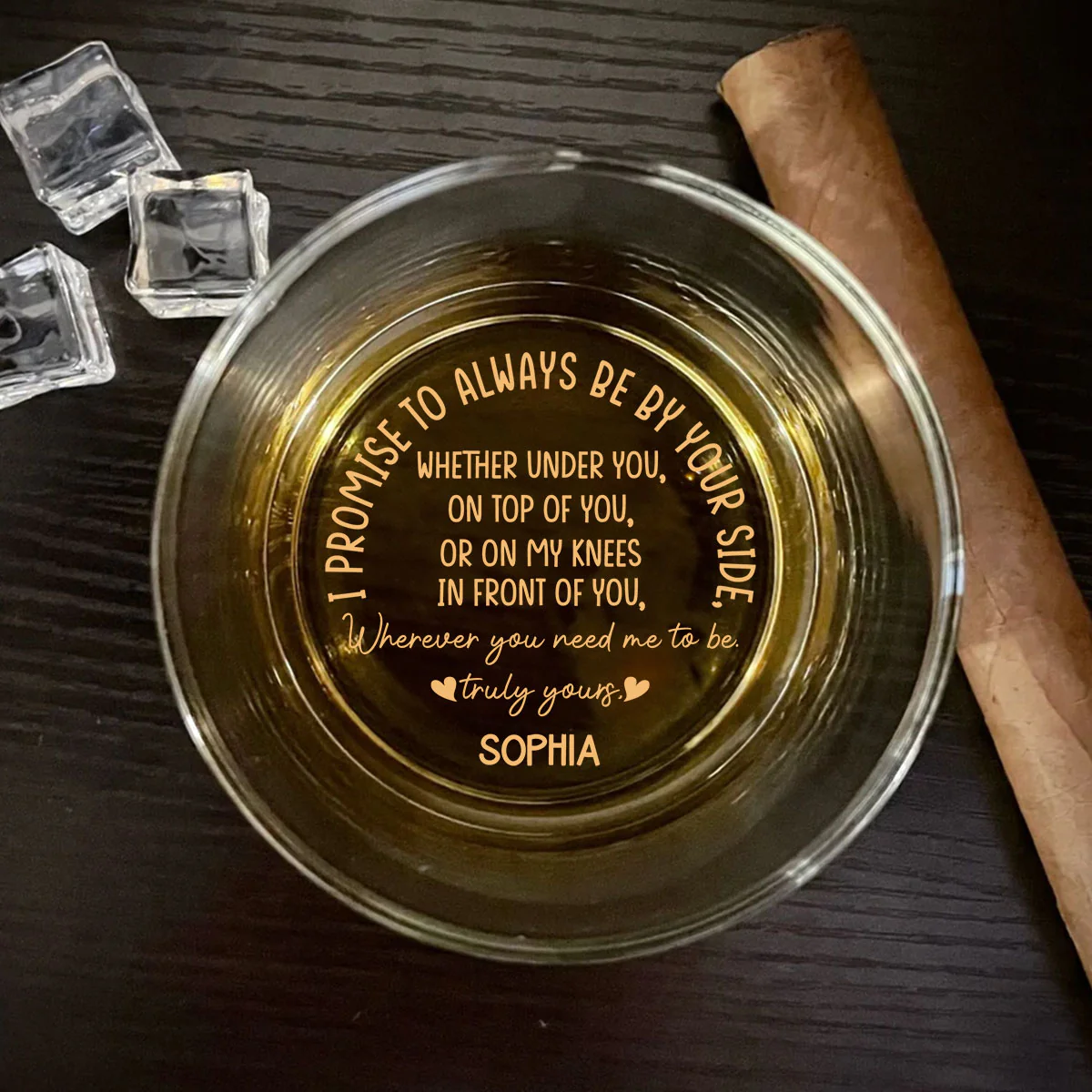 I Promise To Always Be By Your Side - Personalized Custom Engraved Whiskey Glass - Image 4