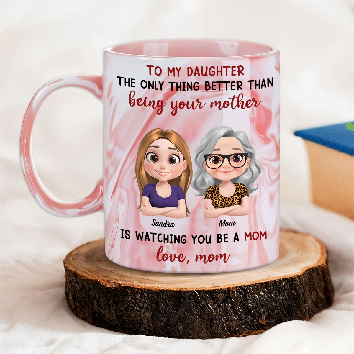 I Proud Of You My Daughter - Personalized Custom Pink Marble Mug - Image 4