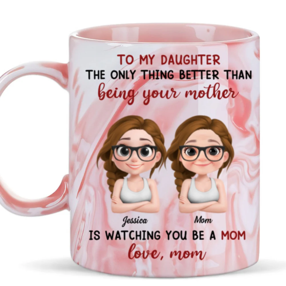I Proud Of You My Daughter - Personalized Custom Pink Marble Mug - Image 5