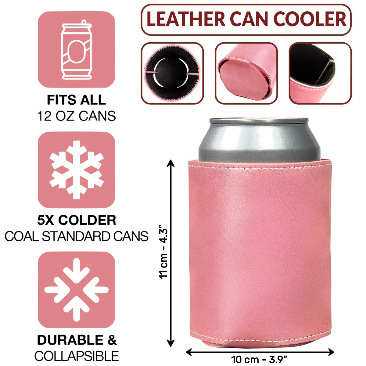 I Punch A Bitch For You My Friend - Personalized Custom Pink Leather Can Cooler Holder - Image 6