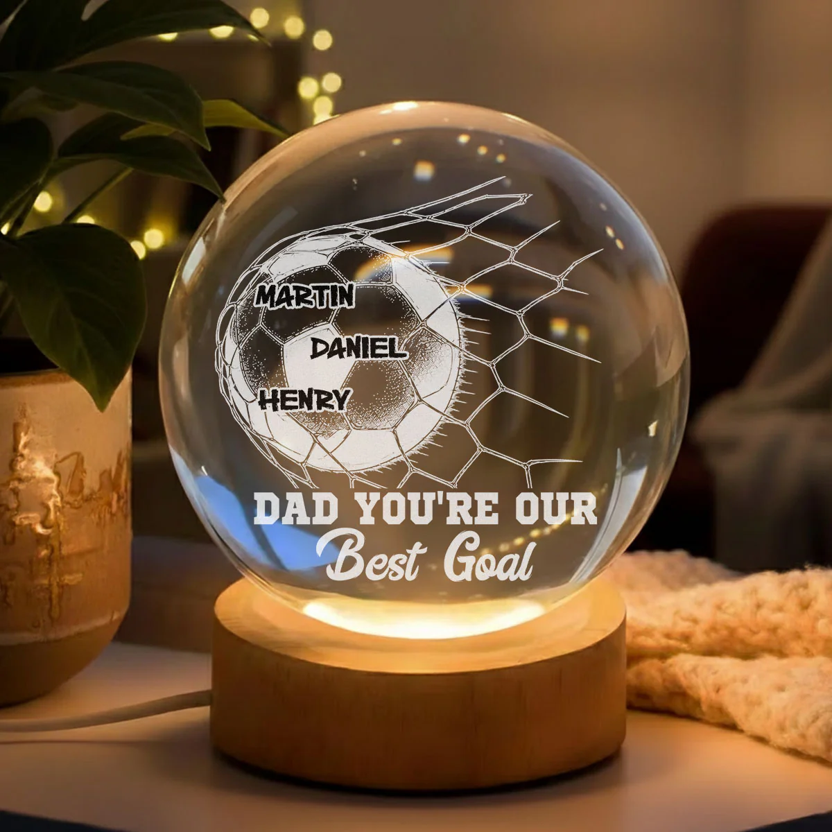 I Scored The Best Dad - Personalized Custom Crystal Globe Lamp