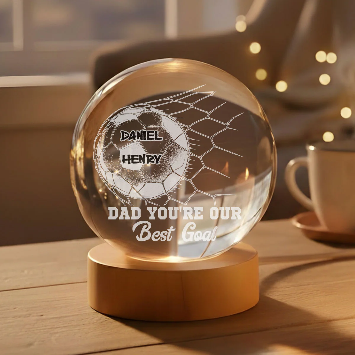 I Scored The Best Dad - Personalized Custom Crystal Globe Lamp - Image 6