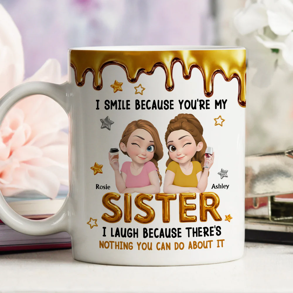 I Smile At You Sister - Personalized Custom Coffee Mug - Image 3