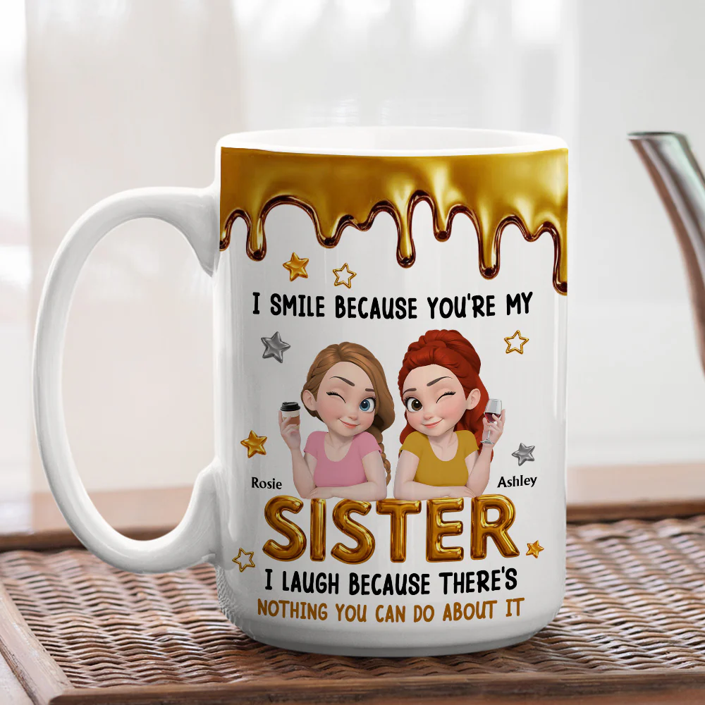 I Smile At You Sister - Personalized Custom Coffee Mug - Image 4