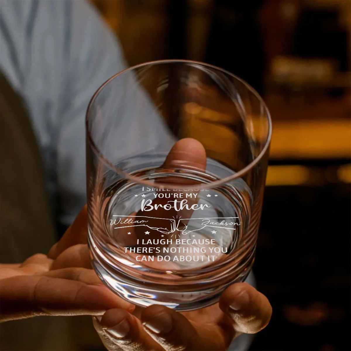 I Smile Because You Are My Brother - Personalized Custom Engraved Whiskey Glass - Image 4