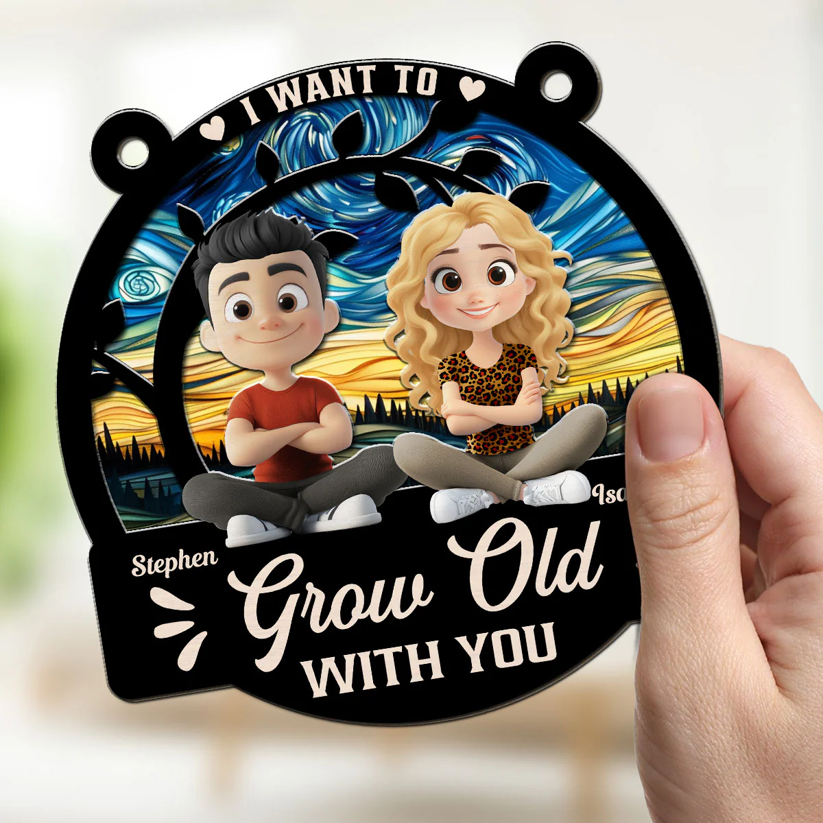 I Want To Grow Old With You - Personalized Custom Suncatcher - Image 2