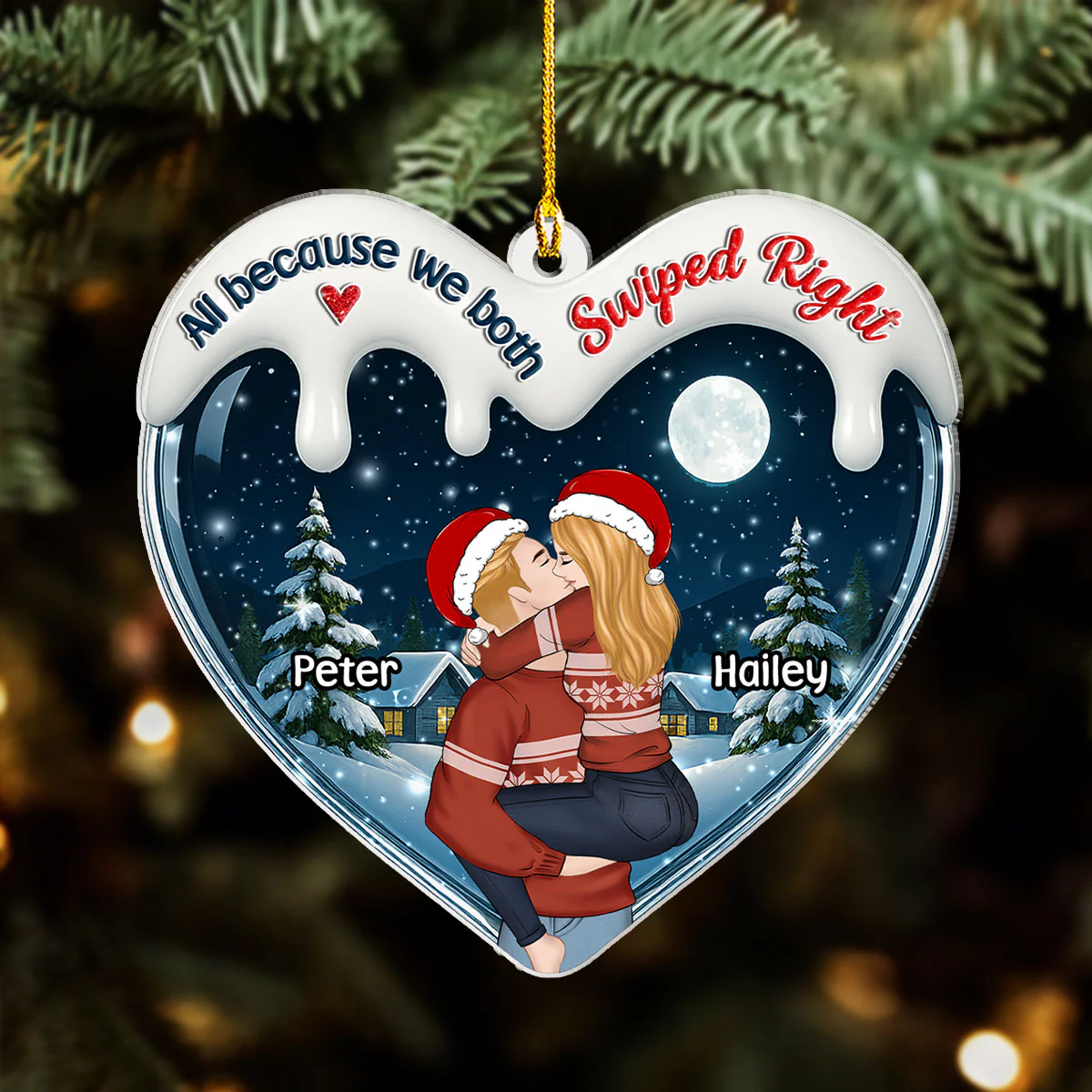 I Was Right Swiping Right - Personalized Custom 3D Effect Acrylic Ornament - Image 2
