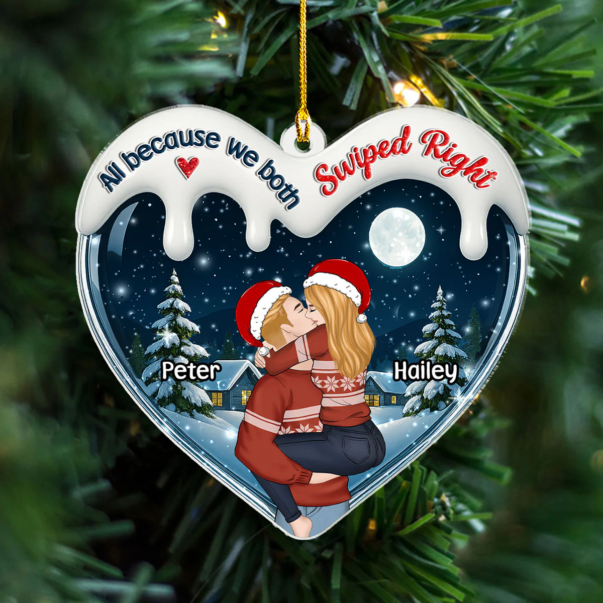 I Was Right Swiping Right - Personalized Custom 3D Effect Acrylic Ornament - Image 3