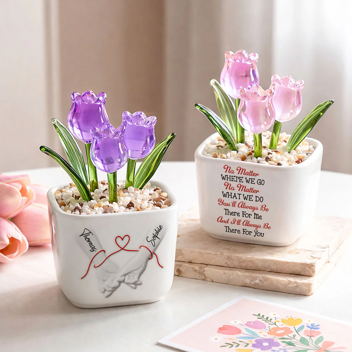 I Will Always Be There - Personalized Custom Glass Everlasting Tulips