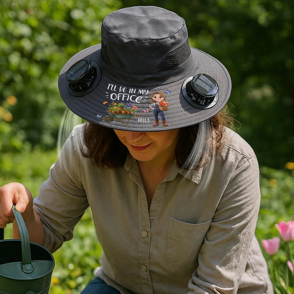 I Will Be In My Office - Personalized Custom Solar Fan Hat - Image 2
