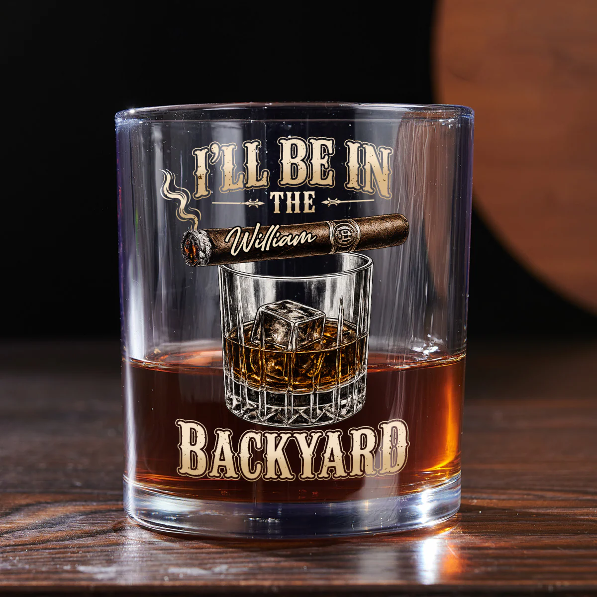 I Will Be In The Backyard - Personalized Custom Whiskey Glass - Image 4