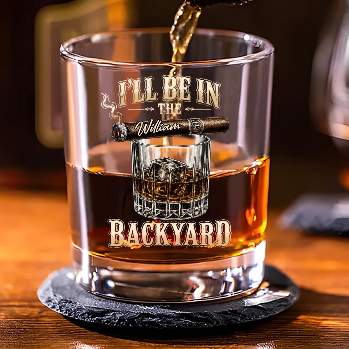 I Will Be In The Backyard - Personalized Custom Whiskey Glass - Image 7