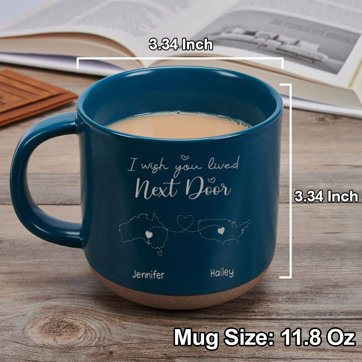 I Wish We Lived Close International - Personalized Custom Engraved Pottery Mug - Image 4