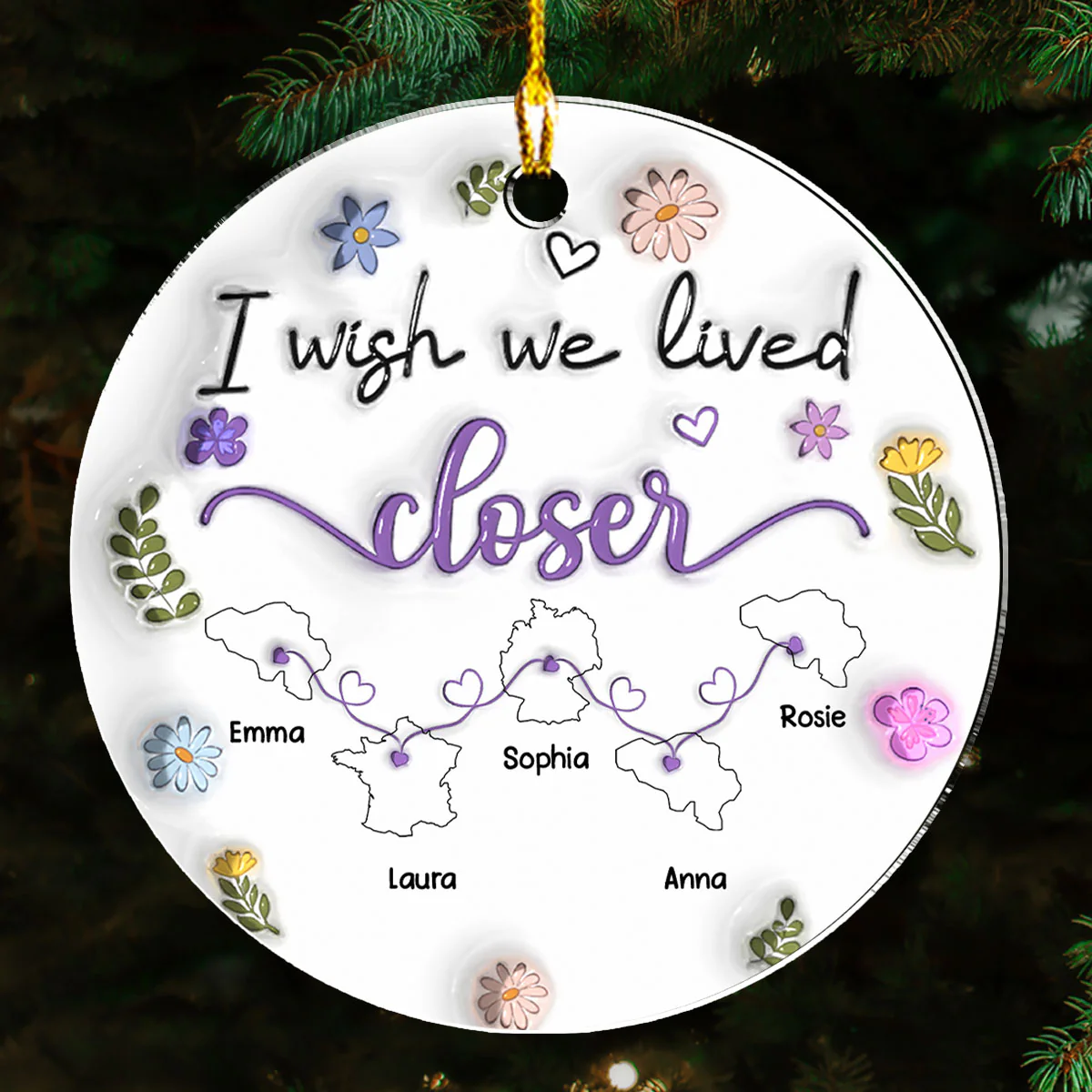 I Wish We Lived Closer Country Version - Personalized Custom 3D Inflated Effect Acrylic Ornament - Image 4