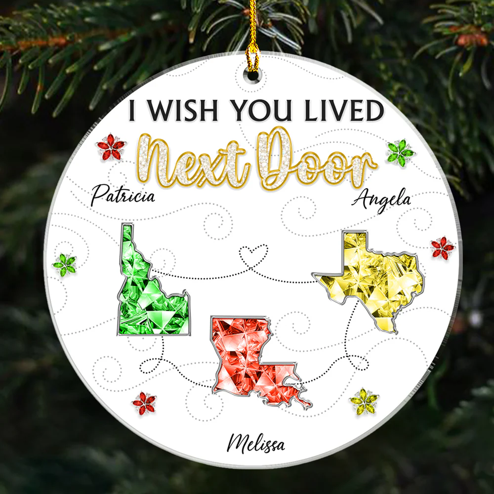 I Wish We Lived Closer Crystal - Personalized Custom 3D Effect Acrylic Ornament - Image 2