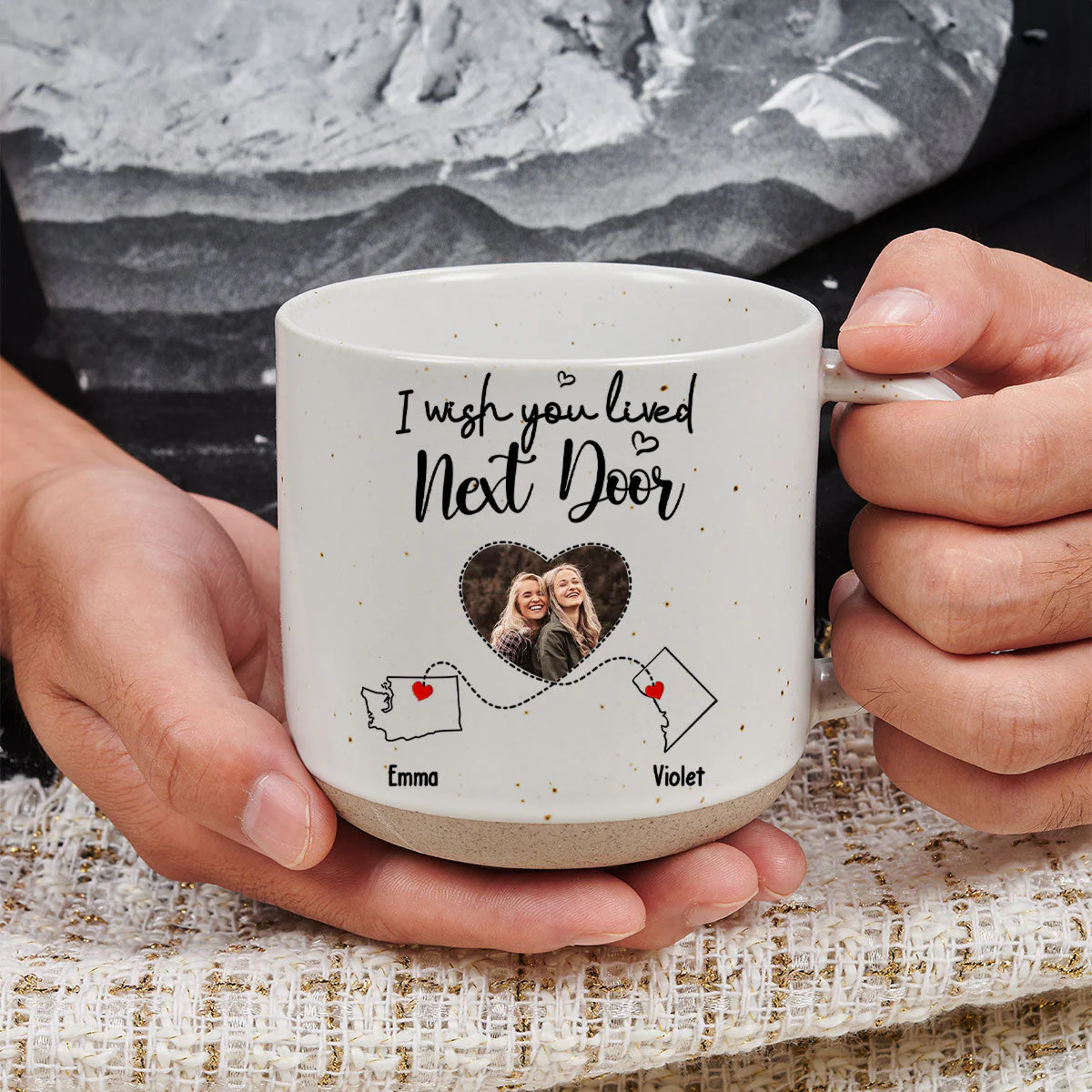 I Wish We Lived Closer Custom Photo - Personalized Custom Pottery Mug - Image 4