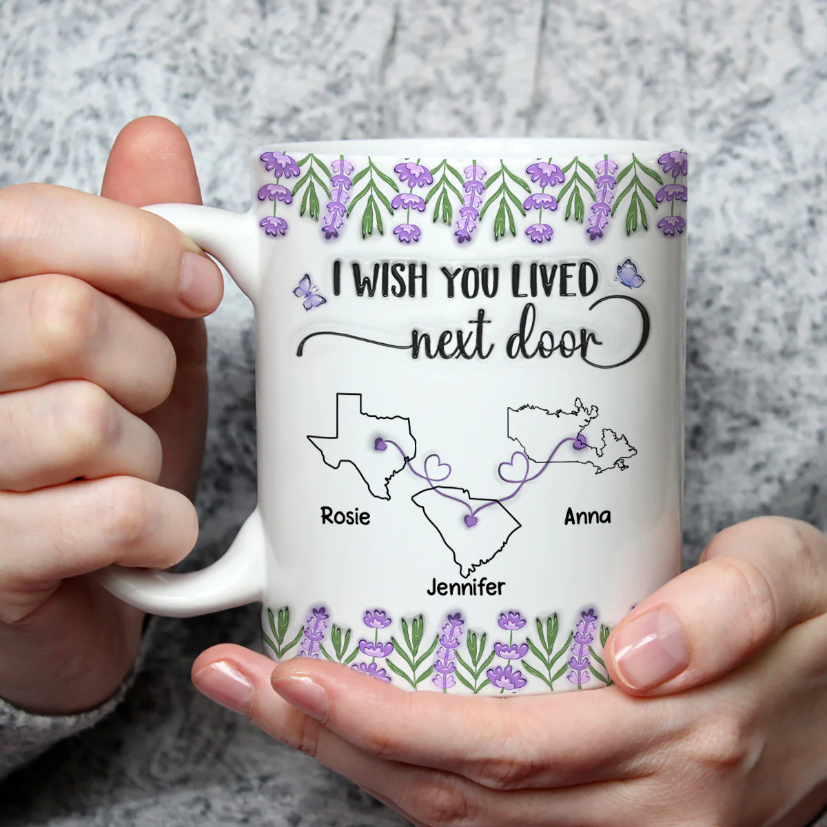 I Wish We Lived Closer Lavender Flower - Personalized Custom 3D Inflated Effect Mug - Image 3