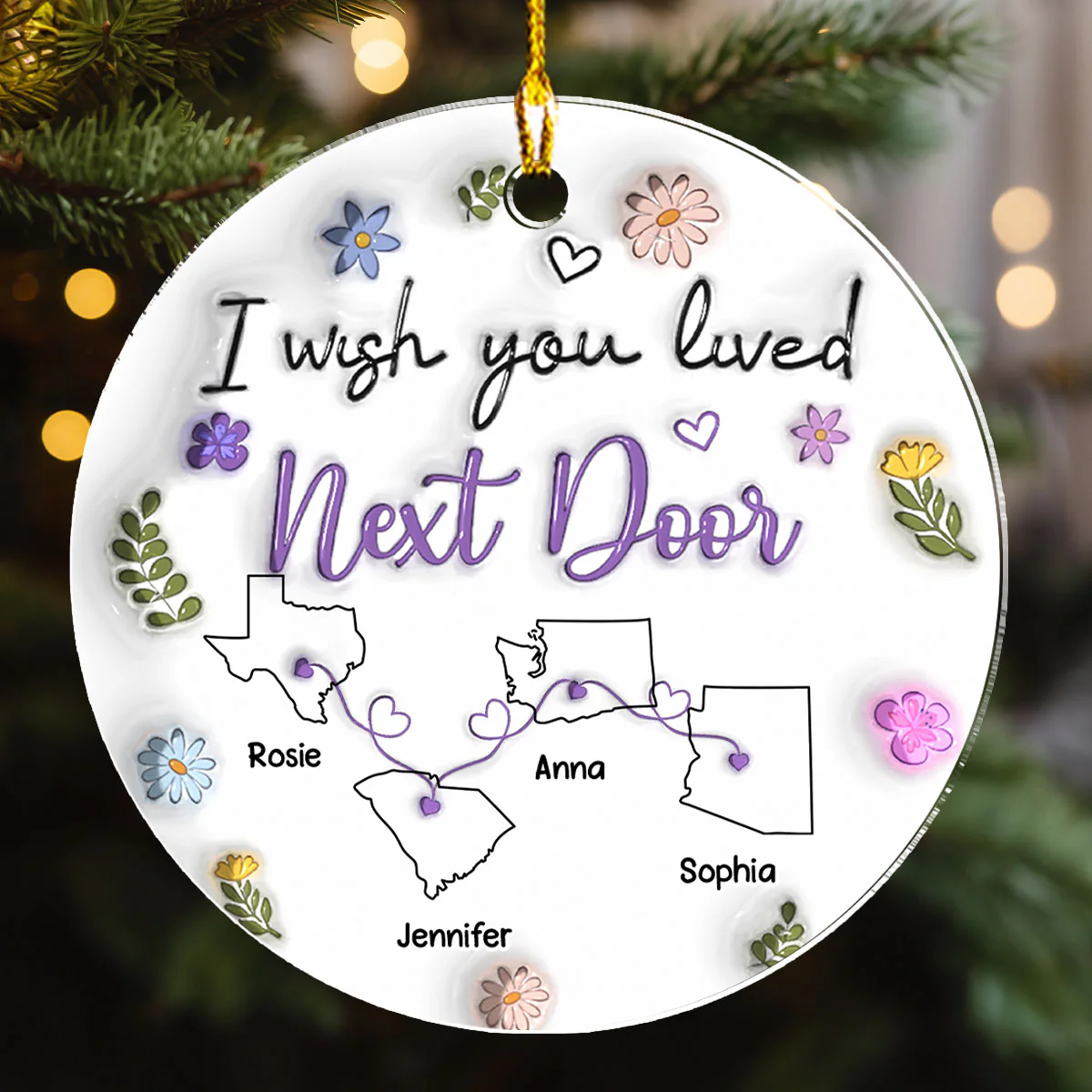 I Wish We Lived Closer - Personalized Custom 3D Inflated Effect Acrylic Ornament - Image 2