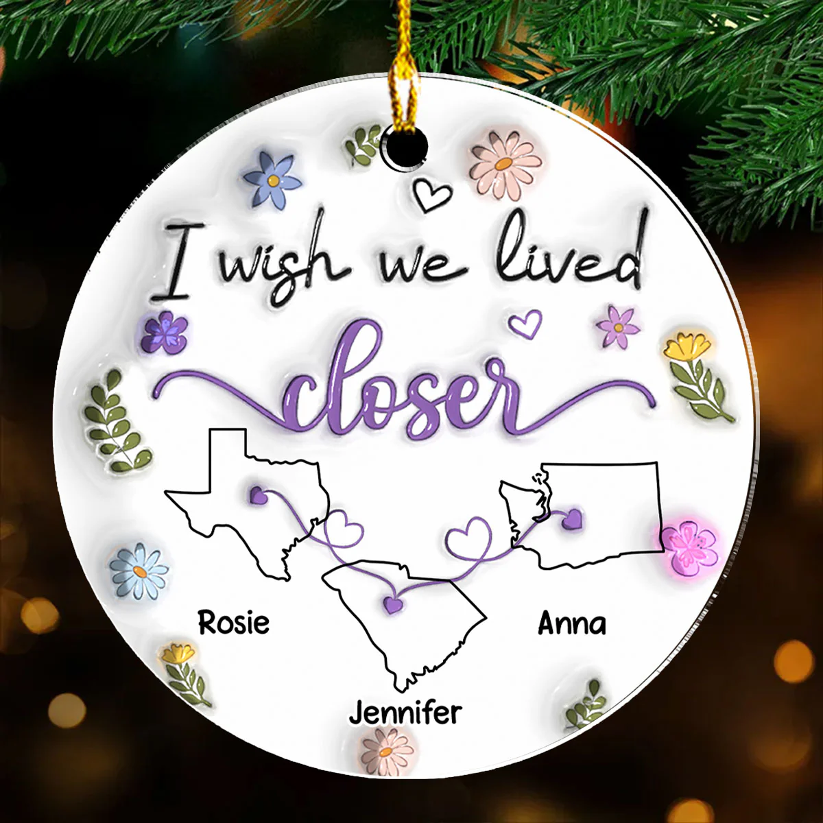 I Wish We Lived Closer - Personalized Custom 3D Inflated Effect Acrylic Ornament - Image 4