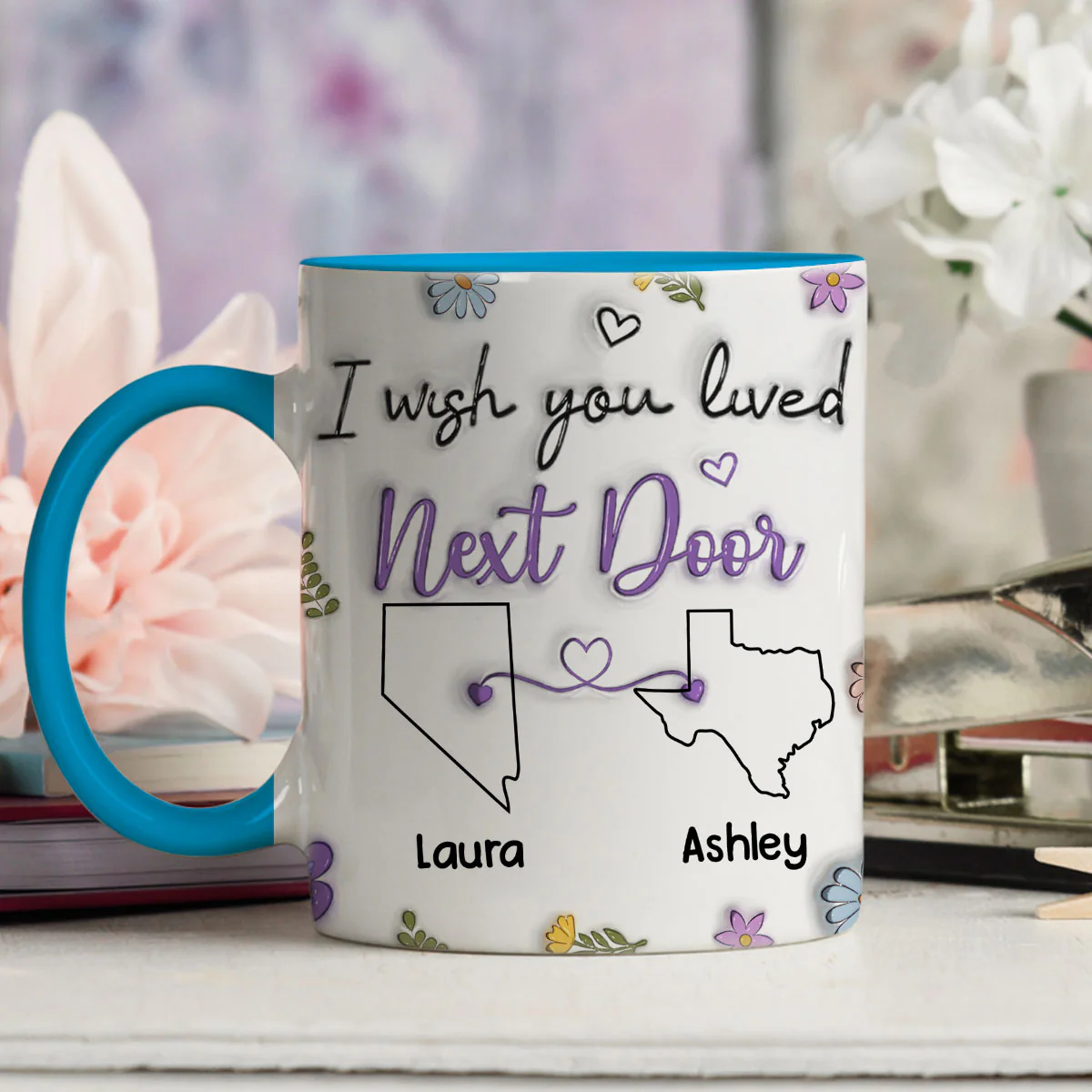 I Wish We Lived Closer - Personalized Custom Accent Mug - Image 4