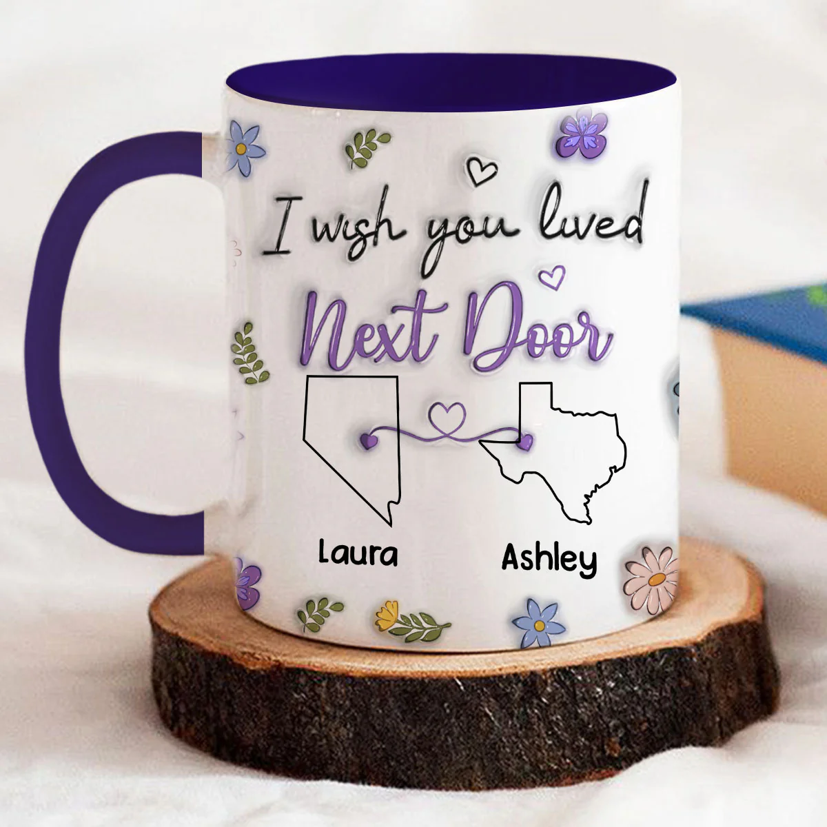 I Wish We Lived Closer - Personalized Custom Accent Mug - Image 5