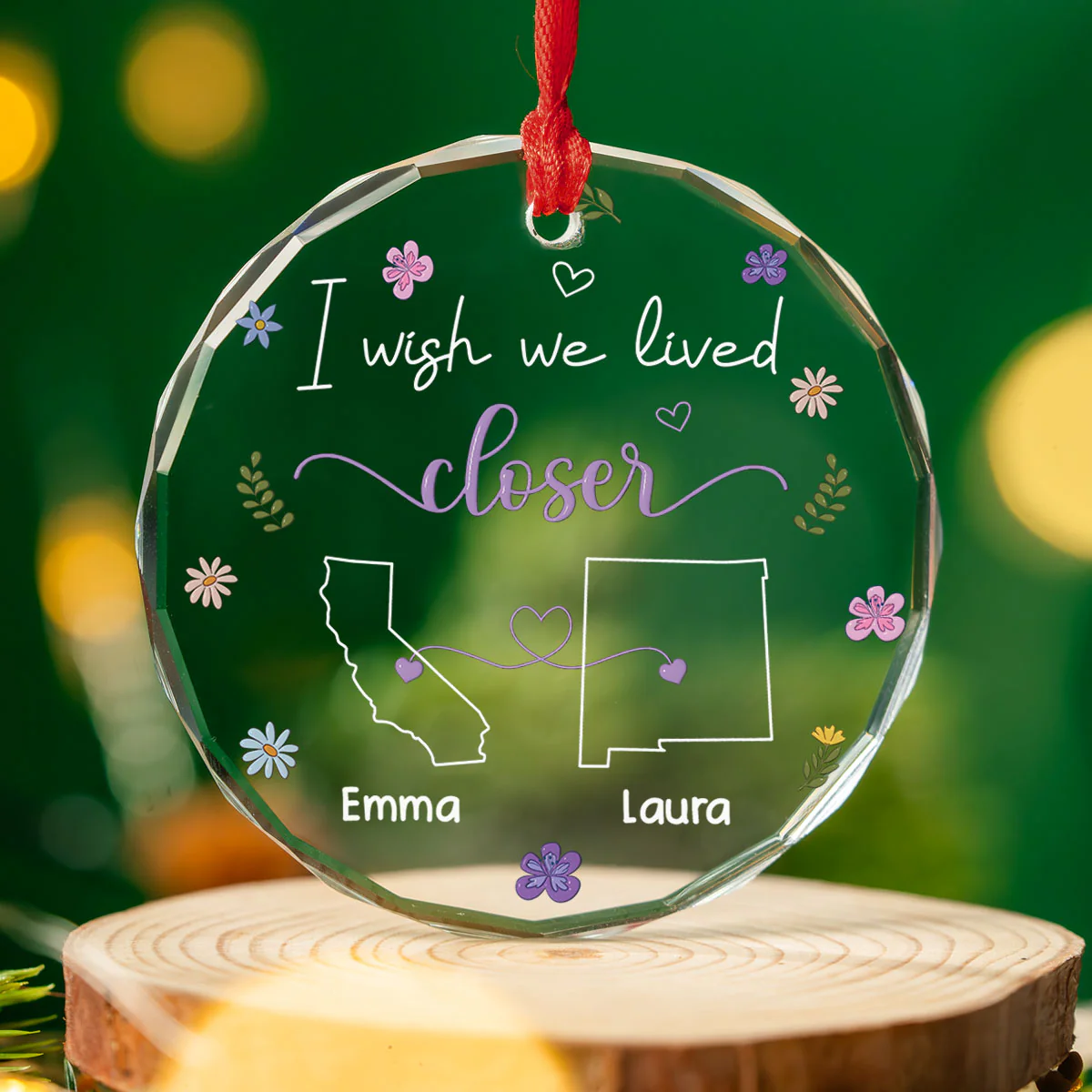 I Wish We Lived Closer - Personalized Custom Glass Ornament - Image 3
