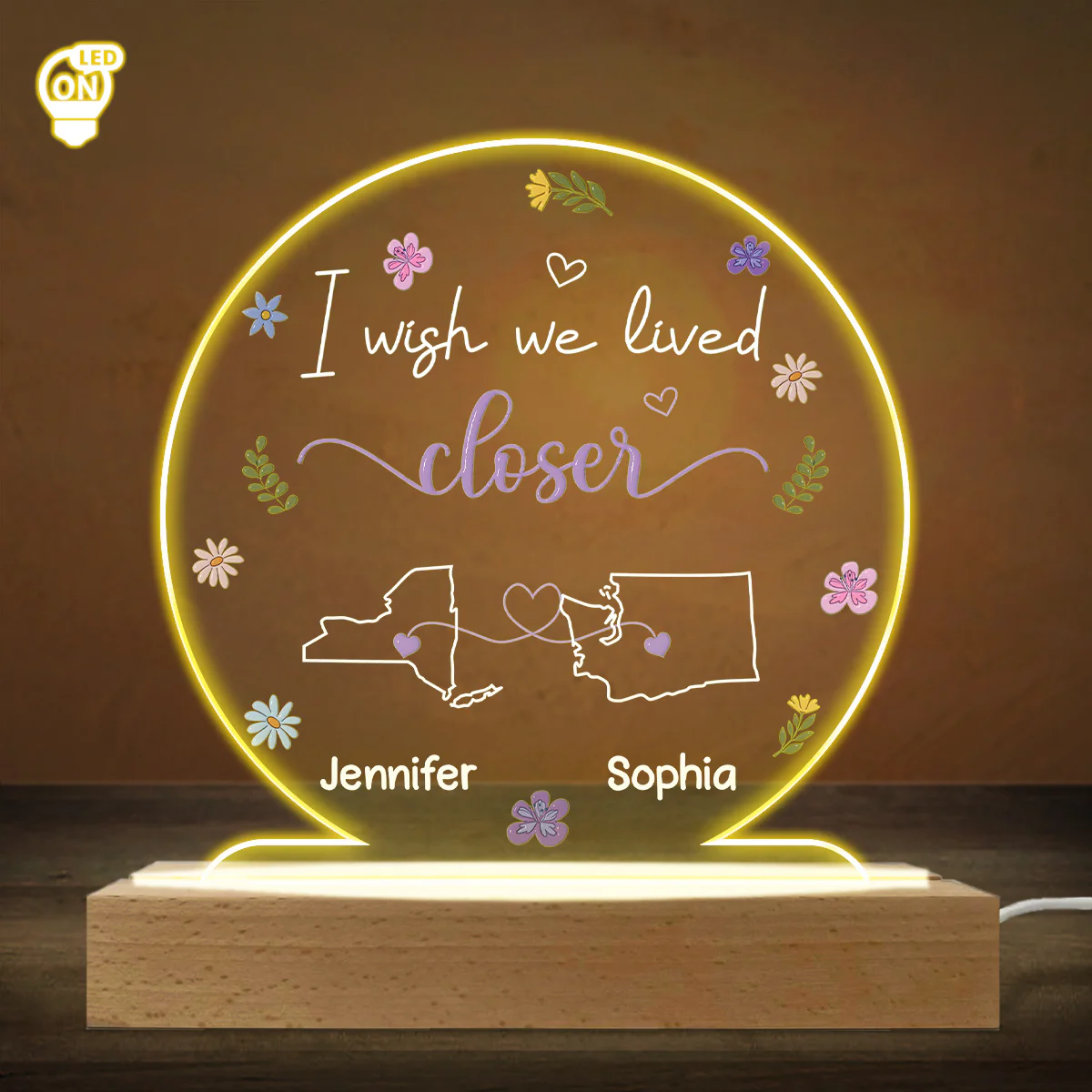 I Wish We Lived Closer - Personalized Custom LED Light - Image 3