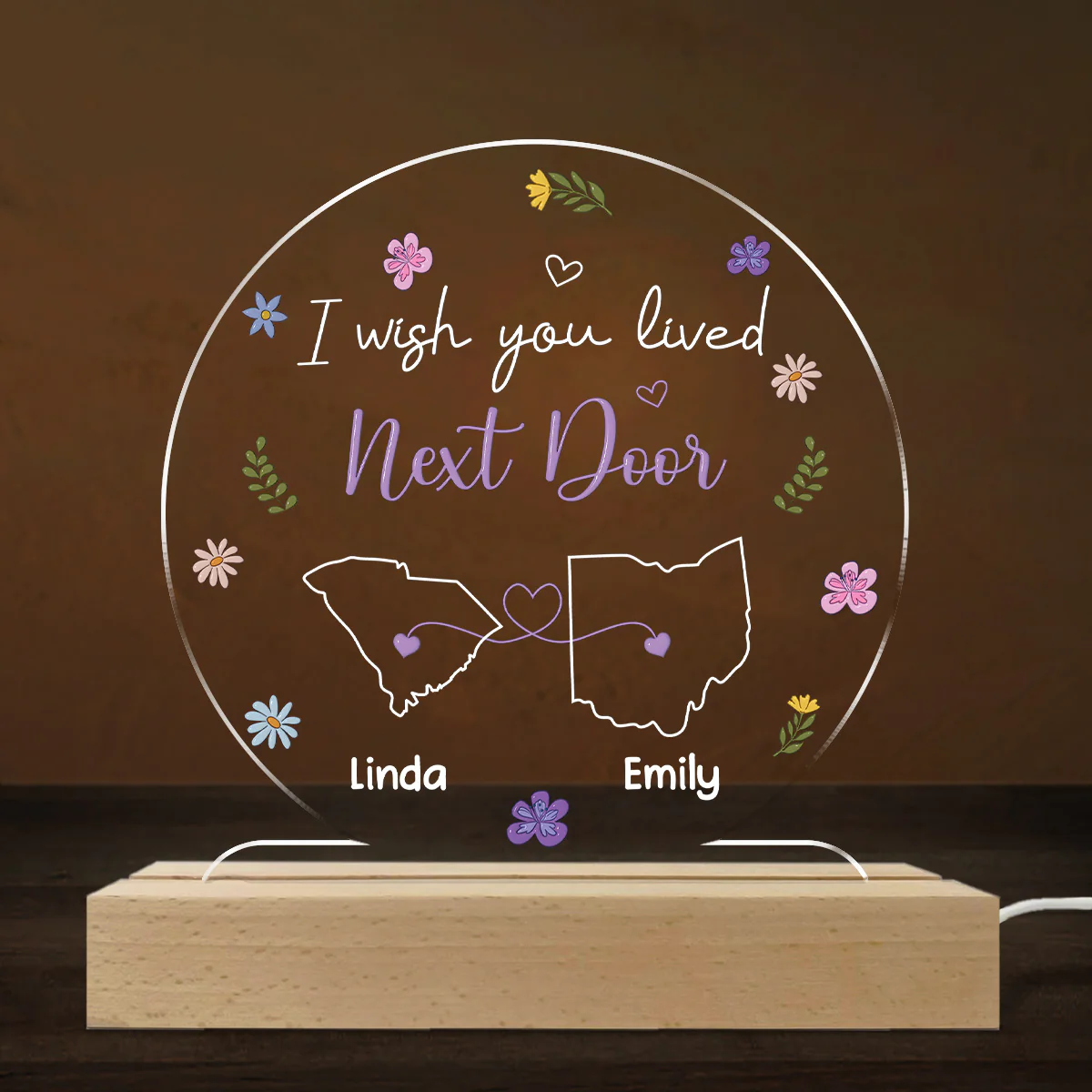 I Wish We Lived Closer - Personalized Custom LED Light - Image 4
