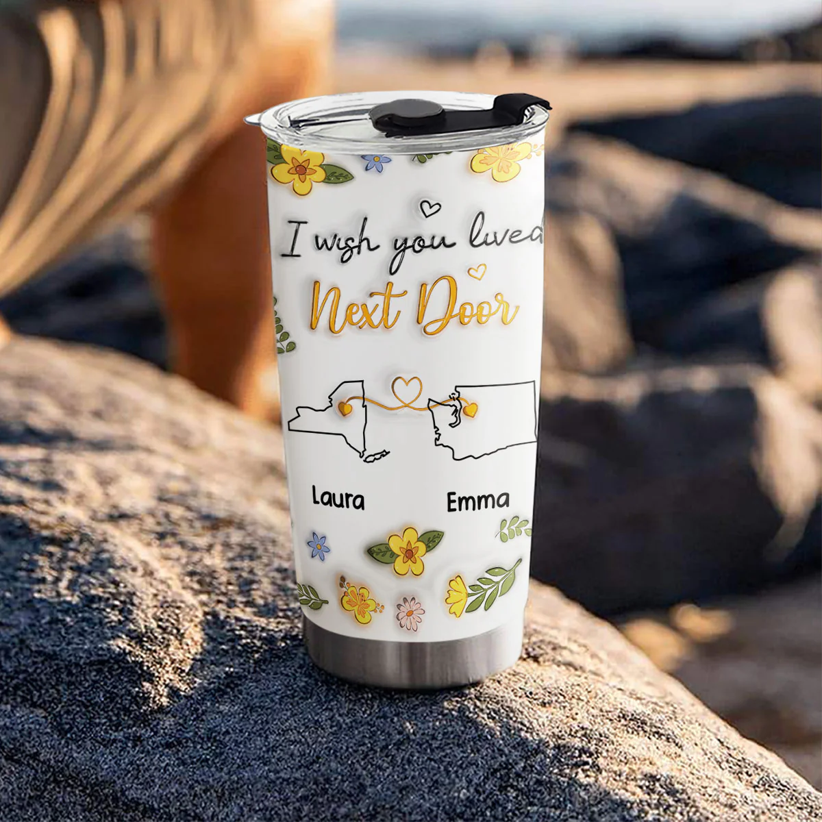 I Wish You Lived Next Door Floral - Personalized Custom 3D Inflated Effect Tumbler - Image 4