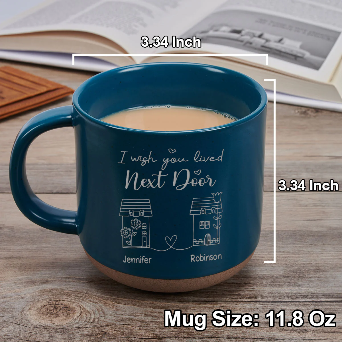 I Wish You Lived Next Door - Personalized Custom Engraved Pottery Mug - Image 4
