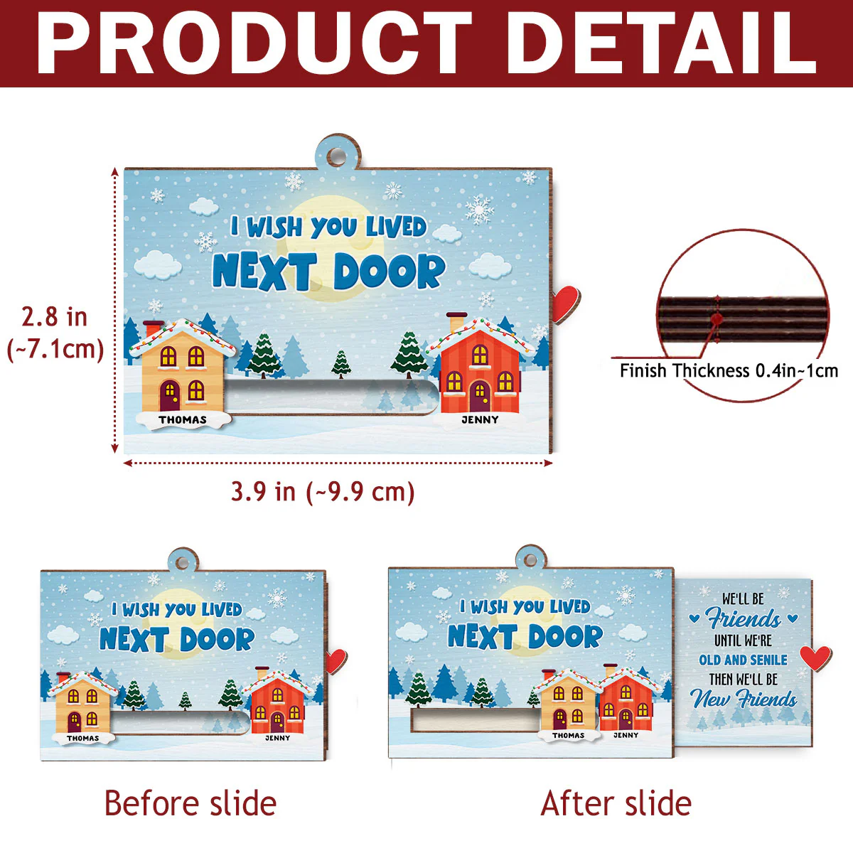 I Wish You Lived Next Door - Personalized Custom Slide Ornament - Image 6