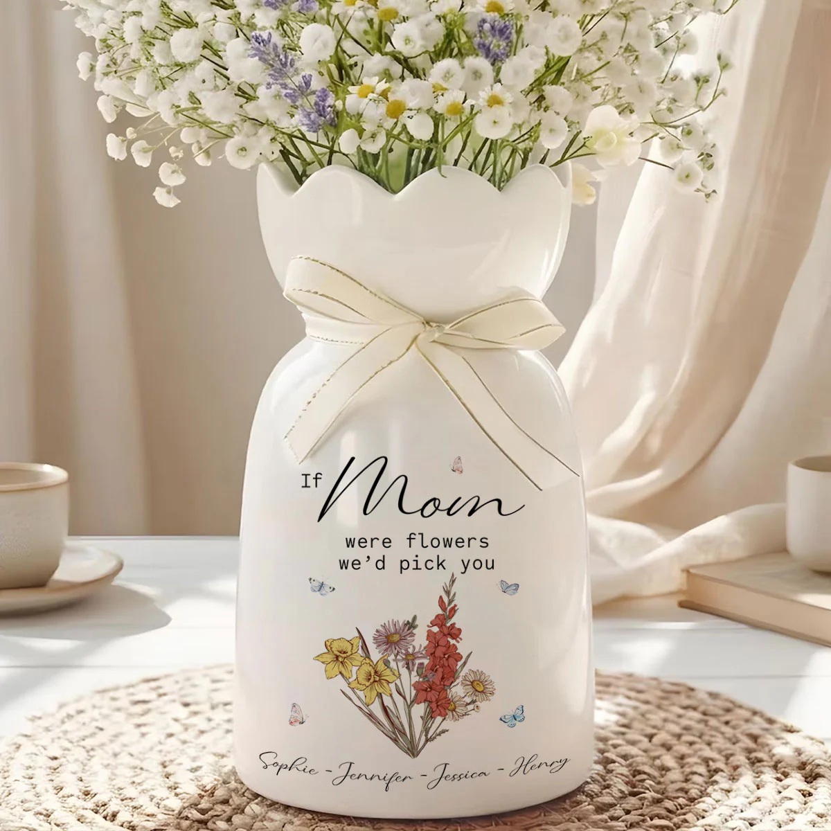 I Would Pick You - Personalized Custom Ribbon Tie Flower Vase