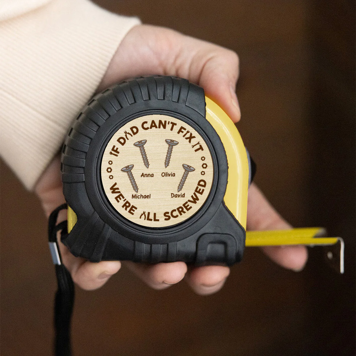 If Dad Can Not Fix - Personalized Custom Tape Measure - Image 4