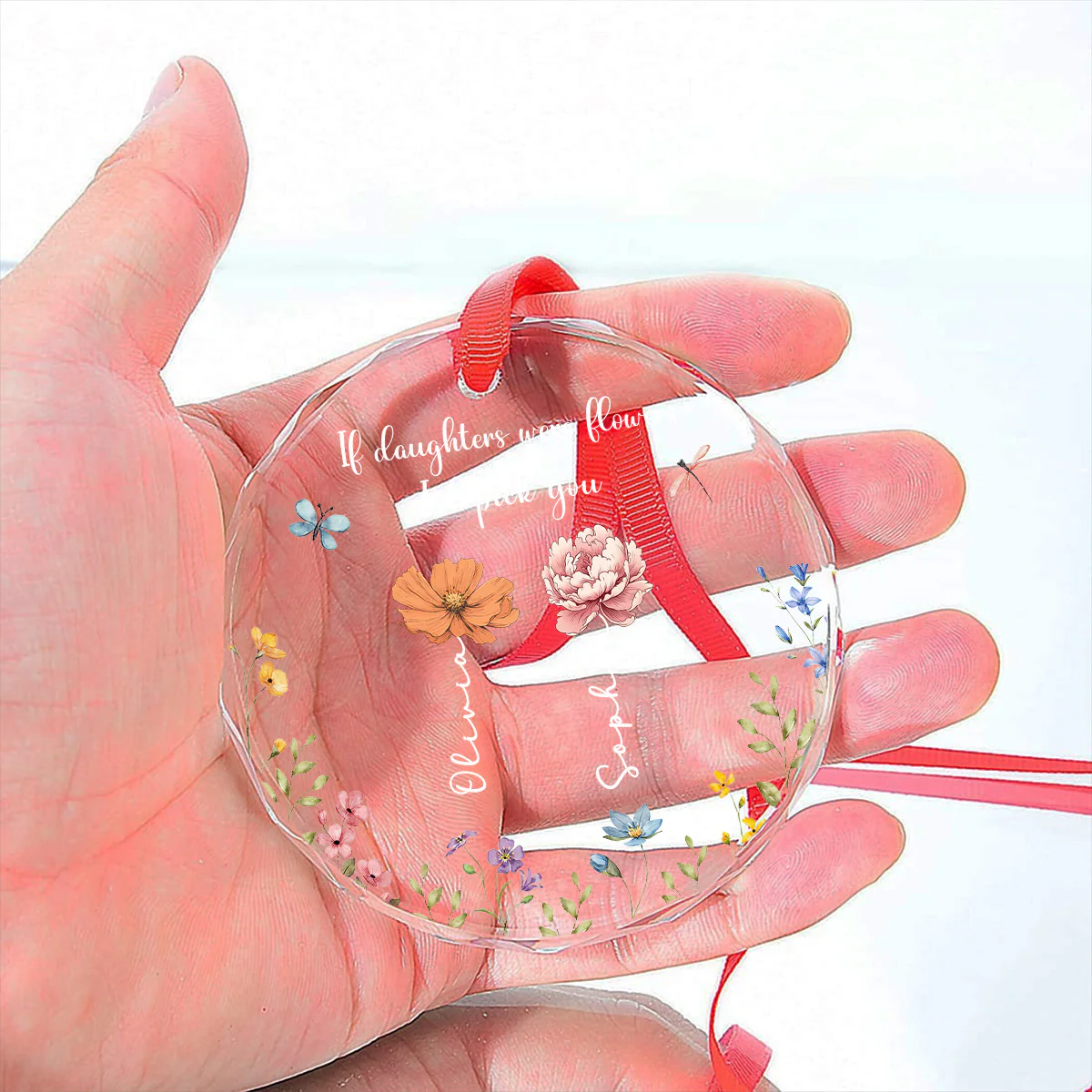 If Daughters Were Flowers - Personalized Custom Glass Ornament - Image 5
