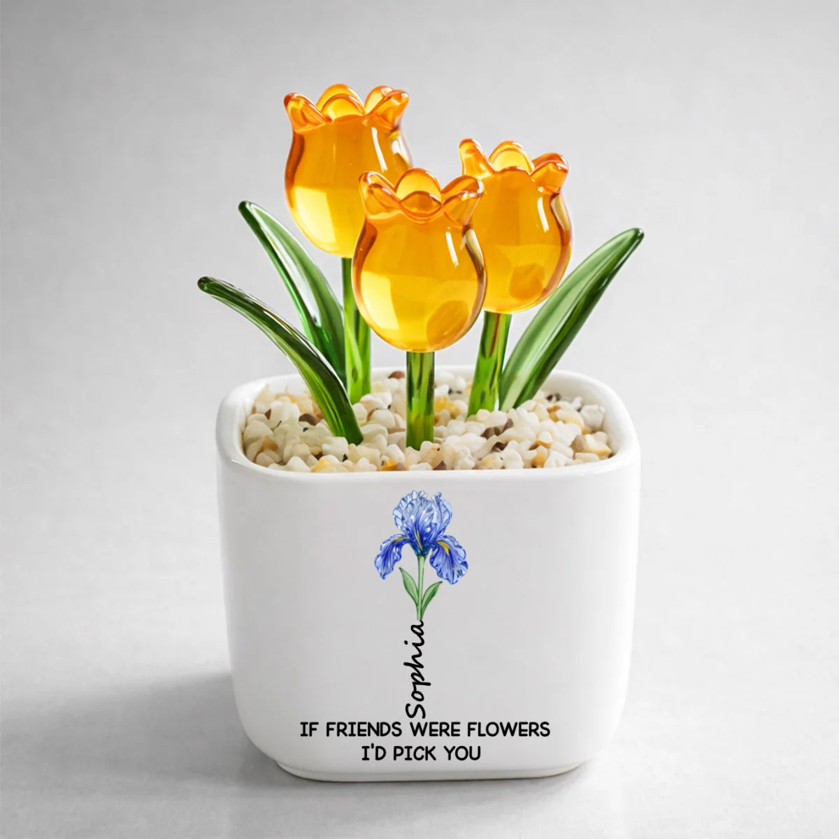 If Friends Were Flowers - Personalized Custom Glass Everlasting Tulips - Image 11
