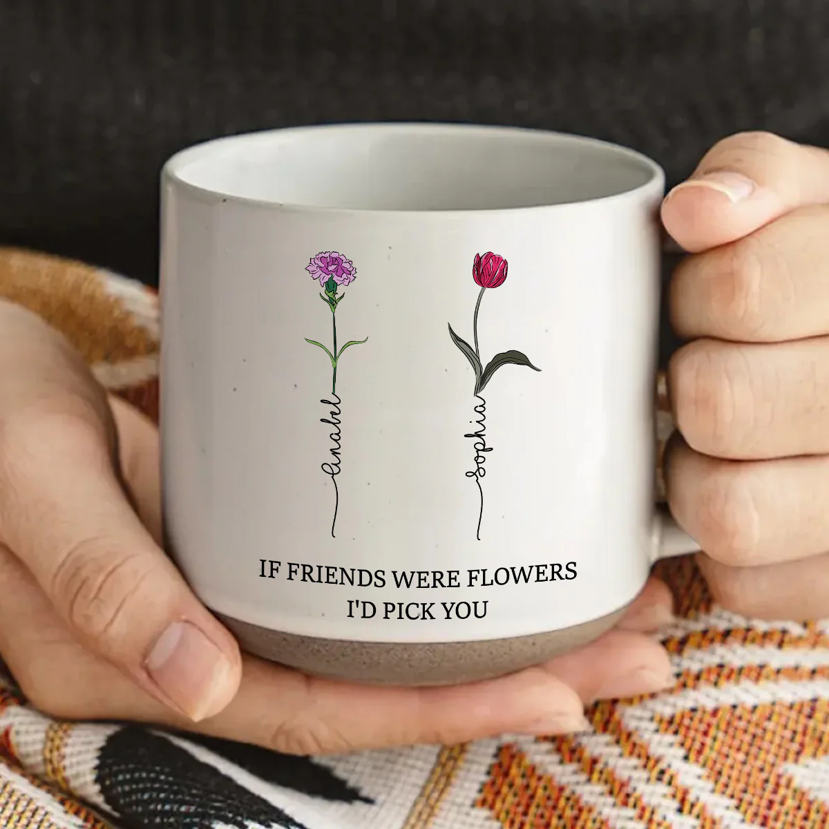 If Friends Were Flowers Version 2 - Personalized Custom Pottery Mug - Image 2